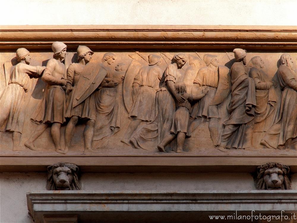 Milan (Italy) - Friezes on the facade of Serbelloni Palace